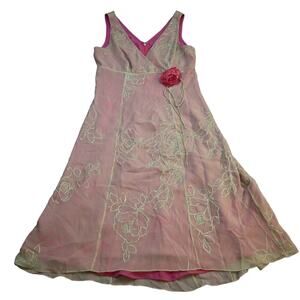 Adrianna Dress Womens 4 Pink Lightweight Casual Flower Knee Length Evening